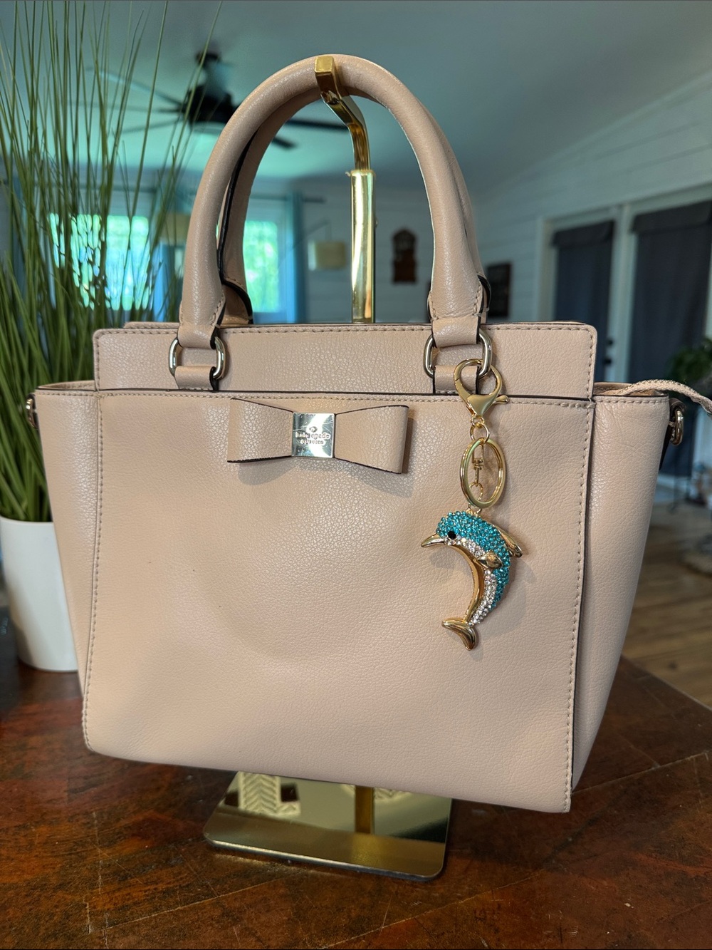 Kate spade Blush Pink Leather Bow Satchel with Charm